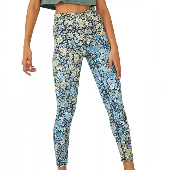 FP Movement by Free People Pants - FP Movement by Free People Blue Floral Leggings